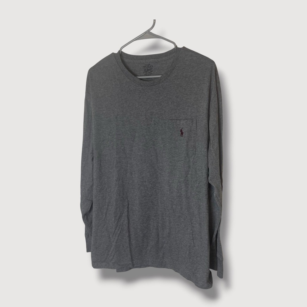 Polo Ralph‎ Lauren Mens Gray Long Sleeve Tee Shirt Size Large